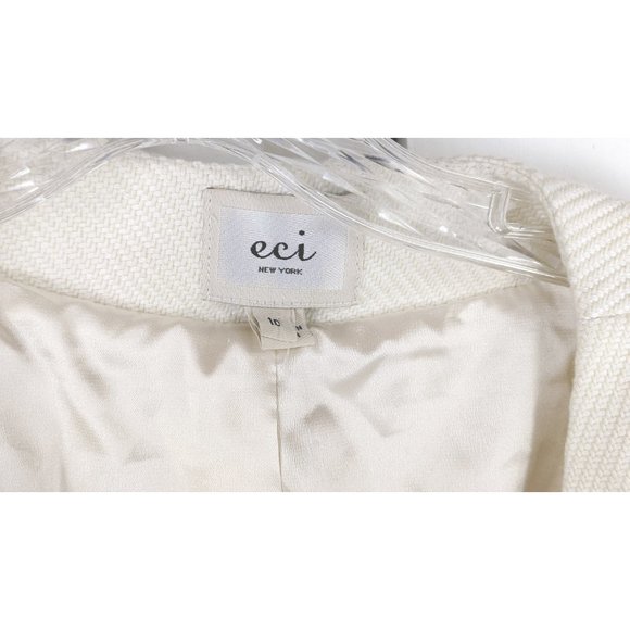 ECI New York ivory ruffle short cropped blazer jacket 10 - Picture 5 of 7